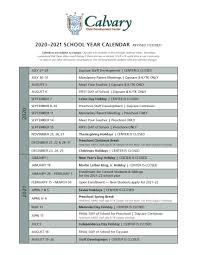 Ccdc School Year Calendars Calvary Church