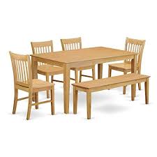 East West Furniture Cano6 Oak W 6 Piece Dining Table Set With Images Dining Room Table Set Modern Dining Table Set Solid Wood Dining Set
