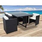 Table de jardin en resine tressee avec chaise gris - Achat Vente