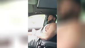 Beefy Ollie Moore jerks off while driving