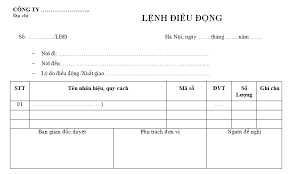 Cách sắp xếp danh mục nhập kho & xuất kho hàng hóa. Biá»ƒu Máº«u Lá»‡nh Ä'iá»u Ä'á»™ng Váº­n Chuyá»ƒn Hang Hoa Ná»™i Bá»™