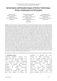 Companies, startups, investments and m&a activities, notable investors of these companies. Pdf Advantages And Disadvantages Of Green Technology Goals Challenges And Strengths