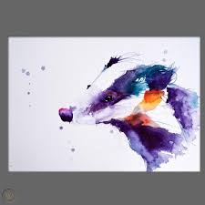 Jen Buckley Original Badger Watercolour Painting Signed Large A3 1779089681
