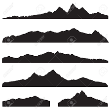 Mountains Landscape Silhouette Set Abstract High Mountain Border Landscape Silhouette Mountain Silhouette Mountain Landscape