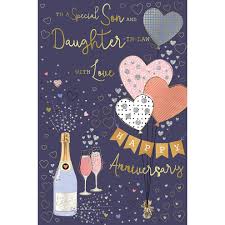 Happy anniversary special son and son in law, cute…. Son Daughter In Law Happy Anniversary Heart Balloons Design Card Lovely Verse On Onbuy