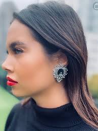 Crystal Black Diamond Clip On Earrings