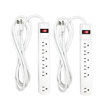 Amazon's choice for power strip sideways plugs. 6 Outlet Grounded Surge Protector Power Strip 450 Joule 6 Foot Cable Cord Extension Wall Mountable Ul Listed Ideal For Office Or Home White 2 Pack Buy Online In Bahamas At Bahamas Desertcart Com Productid 44044661
