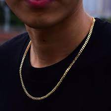 6mm Men Necklace Gold Tone Snake Chain Miami Cuba Link With Round Box Mens Jewelry Necklace Gold Necklace For Men Mens Chain Necklace