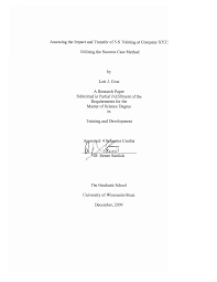 Assessing the Impact and Transfer of 5-S Training at Company XYZ: Utilizing  the Success Case Method by Lori J. Cruz A Research P