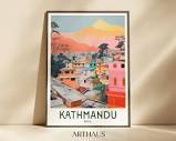 Kathmandu Travel Wall Art Nepal Painting Gifts Asia Home Decor ...