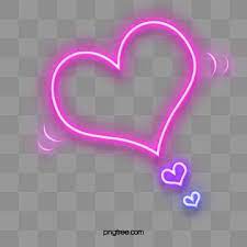 Pink Purple Heart Shaped Neon Effect Border Elements Pink Heart Logo Neon Png Neon