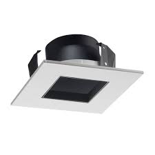Low voltage 4 recessed lighting eyeball trim with black baffle and white trim for 4 low voltage recessed lighting housings and mr16 bulbs. Juno Recessed Lighting 17sq B Wh 17sq Bwh 4 Line Voltage Led And Fluorescent Square Downlight Trim Black Reflector White Trim