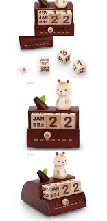 Wooden Squirrel Cubes Perpetual Calendar Music Box Music Gifts Diy Christmas Crafts For Gifts Wooden Calendar