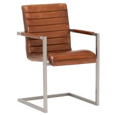 If necessary, use a lightly dampened cloth and warm water; Brutus Vintage Leather Dining Chair Light Brown Barker Stonehouse