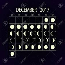 Moon Phases Calendar For 2017 On Night Sky December Vector