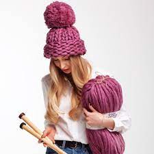 Super Chunky Knit Hat With Pom Pom Oversized Beanie Hat Etsy In 2021 Chunky Knit Hat Knitted Hats Super Chunky Knit