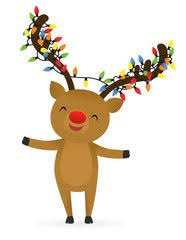 Reindeer With Christmas Lights Wrapped Around Its Antlers Reindeer Photo Christmas Reindeer Reindeer