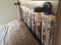 Diy Weathered Farmhouse Headboard With Lights Headboard With Lights Farmhouse Headboard Diy Headboard With Lights
