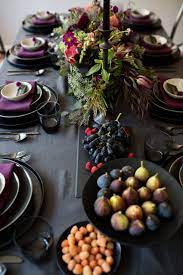 Inspiration For An Elegant Purple Jewel Toned Tablescape Thanksgiving Tablescapes Dinner Party Tablescapes Dinner Party Table
