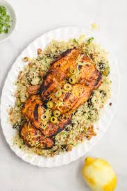 Return chicken to skillet so pieces are partially covered with broth. Grilled Moroccan Chicken Thighs With Pecan Couscous Andie Mitchell