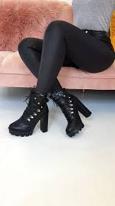 Lace up boots for women. Jilly Lace Up Platform Heeled Boots At Ikrush Video Video Lace Boots Outfit Platform Heels Boots Heels Outfits