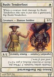 How does bushido x work when you attack? Bushi Tenderfoot Chk Mtg Card