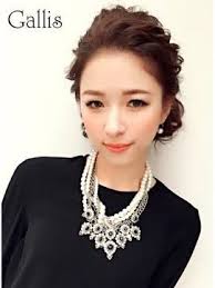 前髪 編み込み アップ の画像検索結果 short hair updo statement necklace short hair styles