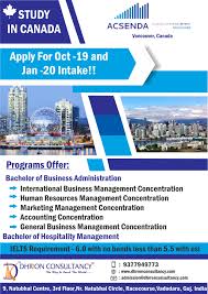 Studyincanada Apply In Acsenda School Of Management For October 2019 And January 2020 Intak Hospitality Management Business Administration Business Management