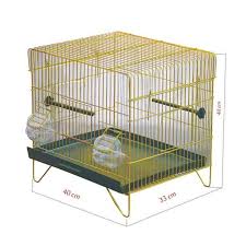 Tek Katli Kus Kafesi Sari Galvanizli 40 X 33 X 40cm Iki Yemlikli