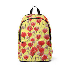 Aimi Yellow Red Poppy Flower Floral Print Designer Unisex