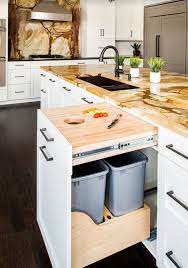 Under Sink Trash Can Inspiration For A Small Industrial Eat In Kitchen Remodel In Melbourne With A Farmhouse Modern Kitchen Kitchen Design Kitchen Renovation