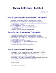 Backup Andrecoverychecklist By Praveen 01236 Via Slideshare Backup Oracle Database Oracle Dba