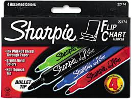 Sharpie 22474 Flip Chart Markers Bullet Tip Four Colors 4 Set