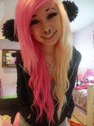 Half Pink Half Blonde Red Scene Hair Hair Styles Scene Hair