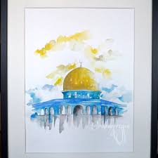 القدس عاصمة فلسطين قبة الصخرة المسجد الأقصى painting canvas painting anime sketch