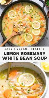 Lemon Rosemary White Bean Soup Quick Easy The Simple Veganista In 2020 White Bean Soup Recipes Bean Soup Recipes Healthy Recipes