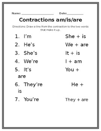 Short division worksheets year 4. Contractions Worksheet Am Is Are By Diana Wallace Tpt