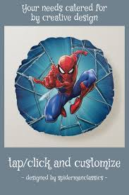 Spider Man Web Shooting Leap Round Pillow Zazzle Com Spiderman Round Pillow Spiderman Characters