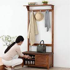 Xuxuwa Household Shelves Clothes Rack Vintage Hat And Coat Stand Hallway Shoe Rack And Bench With Seat And D Coat Stand Hallway Hat And Coat Stand Coat Stands