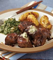 Balsamic Glazed Steak Tips With Roasted Fingerling Potatoes And Creamed Spinach Recipe Healthy Recipe