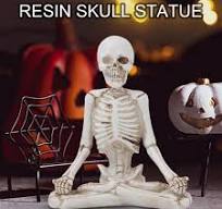 Imtrub Skelet yoga-beeld, griezelig spiritueel sculptuur van kunsthars,  Halloween-feestcadeau, doodsdecoratie voor kantoor, bureau, ingang,  woonkamer, ...