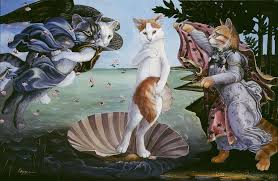 Birth Of Venus Painting Birth Of Venus Fine Art Print Cat Painting Animal Art Funny Art