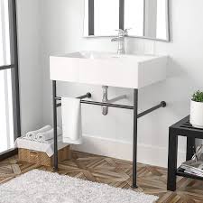 This is video two in the series of how to make a single sink bathroom vanity. Ceramic Console Sink Black Legs Matte Black Stand Mocoloo 24 Rectangular Bathroom Lavatory Sink With Metal Legs Wall Mount Single Bowl Glossy White Porcelain Finish Basin With Overflow Tools Home Improvement