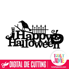 Halloween vinyl projects + craft ideas | explore halloween vinyl shirts for kids, trick or treat decals, subway art designs, decorations, cups, glass blocks, silhouette cameo, free svg cut files files, fun free printables, heat transfer vinyl tips & more! Happy Halloween Spooky Title Decor Totallyjamie Svg Cut Files Graphic Sets Clip Arts