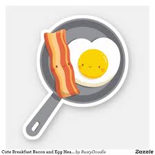 Cute Breakfast Bacon And Egg Heart On A Pan Sticker Zazzle Com In 2021 Bacon Breakfast Bacon Eggs Breakfast Cute Stickers