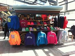 Nicely Merchandised Retail Apparel Cart Kiosk T Shirt Display Shirt Shop Cart Design