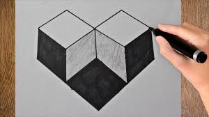 How you start will depend on the angle you will be viewing your you can also take this a step further and add some thickness to your cube by adding some additional lines to your drawing. How To Draw A 3d Drawing Simple Geometric Shape Optical Illusion 3d Cube Drawing Youtube