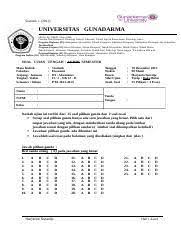 Soal ujian tengah semester statistika 1. Soal Uts Statistik 2013 Doc Statistik 1 2013 Universitas Gunadarma Sk No 92 Dikti Kep 1996 Fakultas Ilmu Komputer Teknologi Industri Ekonomi Teknik Course Hero