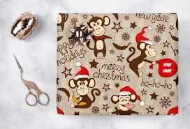 Take a look at our enormous collection of gorgeous festive cards, all completely free to download in our quality online cards are super handy when you can't get to the store, and we have a comprehensive range of designs for both adults and kids. Personalised Monkey Custom Christmas Wrapping Paper Printing