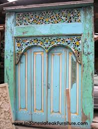 Traditional Java Wood Panel Indonesia Desain Lanskap Antik Ukiran